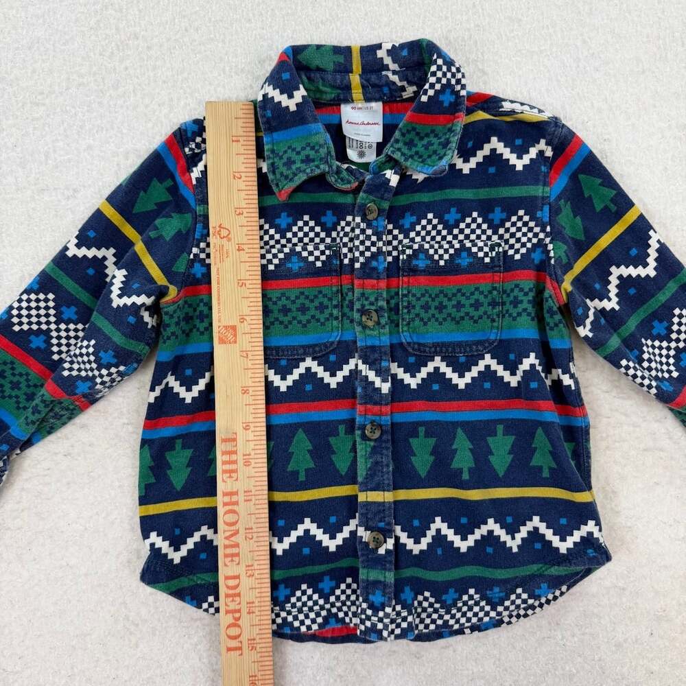 Hanna Andersson Button Down In French Terry Winter Solstice Size 3T - Picture 6 of 6
